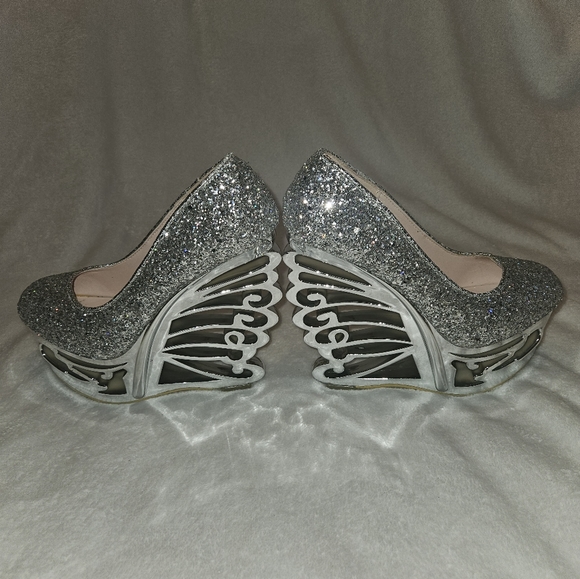 Silver Sparkle Wedge Heels - Picture 8 of 8